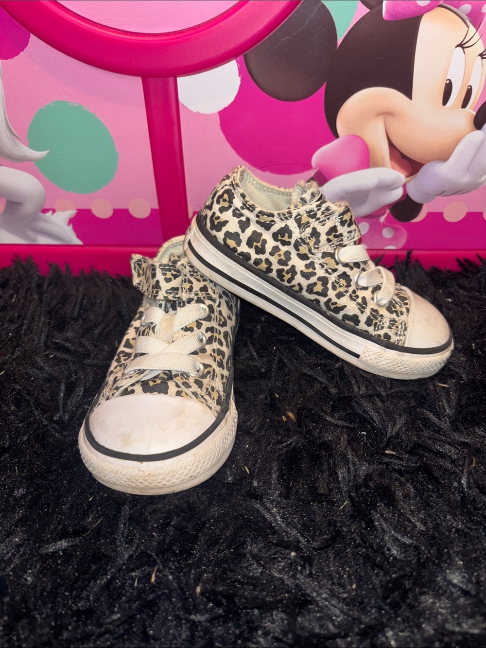 Converse Kids Leopard Print Canvas Sneakers - Black/Beige